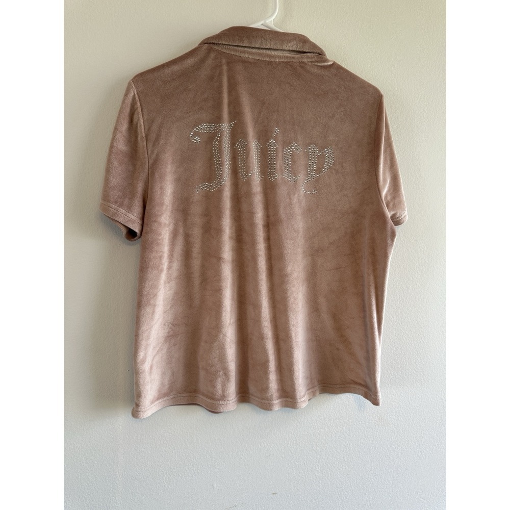 JUICY COUTURE Pink Velour‎ Rhinestone Sleepwear Sweater Long Sleeve Top Size M